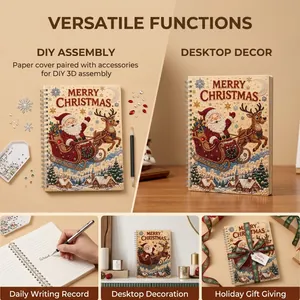 Gedetailleerde weergaven van kerst DIY parelkunst notitieboek voor schrijven en decor