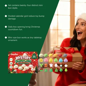 Christmas advent calendar with 24 mystery dumpling squishy toys and festive gift box