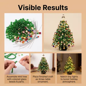 Kit fai-da-te completo per un bellissimo albero di Natale di perline con luci e decori.