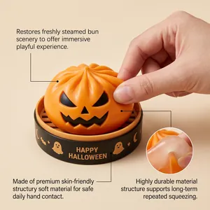 Detail of soft pumpkin stress toy material showing durability and soft texture