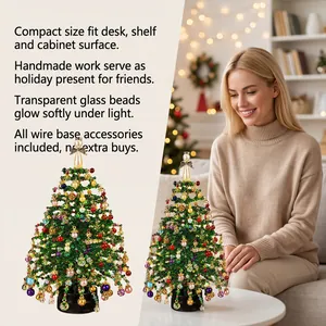 Kit albero di Natale fai-da-te in perline con perle di vetro colorate per decorazione da tavolo