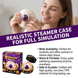 Halloween eyeball squishy toy in steamed bun shape with steamer case for daily stress relief