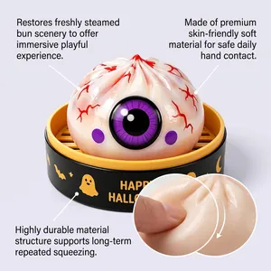 Detail of soft eyeball squishy toy bun showing premium skin-friendly texture and durability