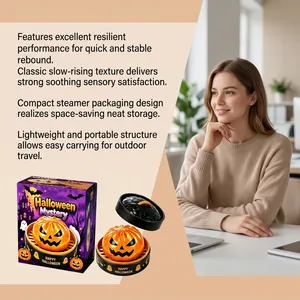 Handheld Halloween pumpkin slow-rising squishy toy with steamer packaging and mystery box