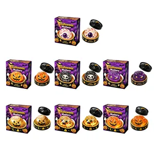 Halloween mystery box set featuring seven spooky dumpling squishy toys in steamers.