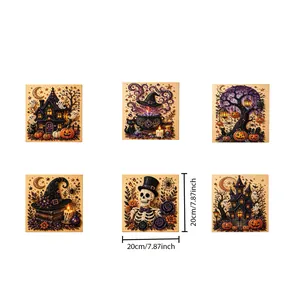 Kits de pintura de diamantes DIY de Halloween con calaveras y casas encantadas de terror