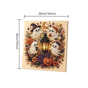 Vista dettagliata dimensioni 20x20cm Kit pittura diamante Halloween con fantasmi