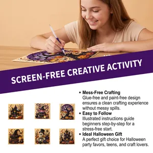 Kit de arte de perlas de Halloween DIY con diseños creativos de casas embrujadas y calabazas