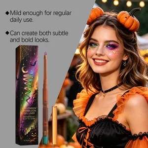 Eyeliner gel caméléon d'Halloween avec look de maquillage festif sur mannequin