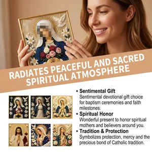 Lifestyle shot of a religious diamond painting kit showing spiritual gift themes.