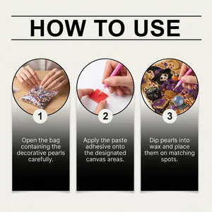 Step-by-step tutorial showing how to use the Halloween DIY pearl diamond art kit