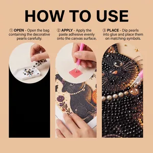 Step-by-step instruction guide for Halloween DIY pearl diamond art craft kit