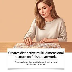 Close-up of DIY pearl diamond art kit showing unique multi-dimensional texture on artwork