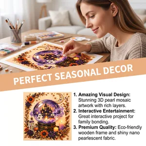 Halloween pearl mosaic art kit with magic ghost and haunted house DIY home decor