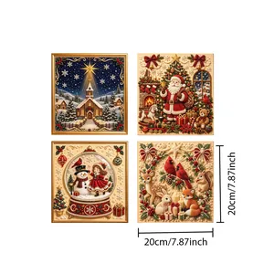Close-up detail of four Christmas pearl painting DIY kits measuring 20cm by 20cm each