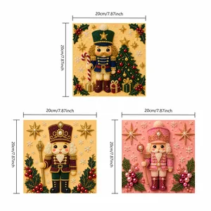 Complete set of three 3D Nutcracker pearl painting kits with 20x20cm dimensions