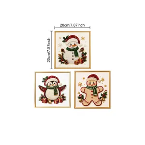 20cm square Christmas DIY pearl diamond painting kit showing snowman and penguin