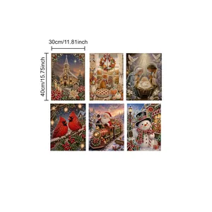 Set of six Christmas DIY diamond painting kits with festive designs, measuring 30x40cm each.