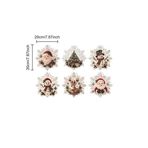 Detail view of 6 Christmas diamond painting snowflake ornaments, size 20cm per piece