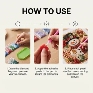 Step-by-step instructions for DIY Christmas pearl art painting kit with a snowman