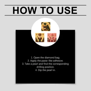 Instructional guide for Christmas pearl painting art kit with four-step usage process.