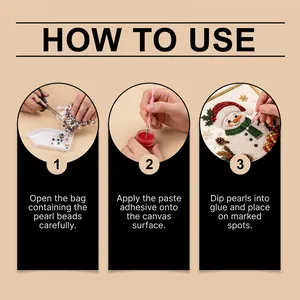 Instructional guide for Christmas pearl diamond painting kit showing three setup steps