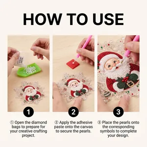 Step-by-step tutorial for Christmas Santa Claus pearl diamond painting kit for DIY