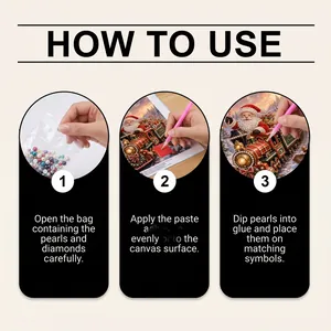 Detailed instructional steps for DIY Christmas pearl diamond painting kit application