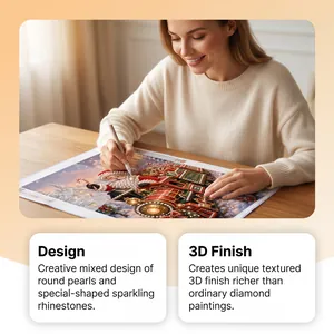 DIY Christmas pearl diamond painting kit with unique 3D textured Santa train design