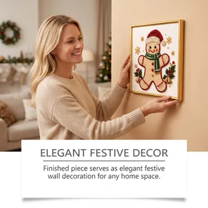 Gingerbread man DIY pearl diamond painting kit displayed as festive wall decor
