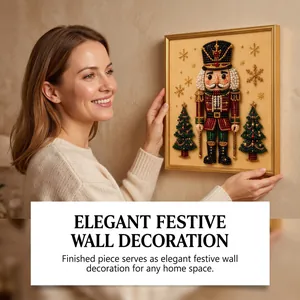Elegant finished Nutcracker pearl art piece framed as a festive wall decoration for home.