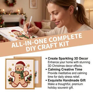 Detailed view of DIY Christmas pearl diamond painting kit with gingerbread man