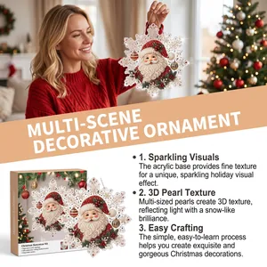 Detailed view of the festive Christmas Santa pearl diamond painting ornament kit
