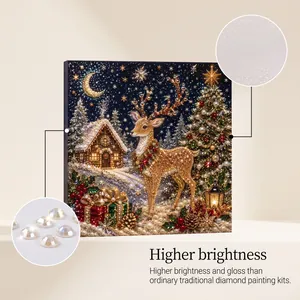 Close-up of Christmas DIY pearl painting kit showing high gloss beads and canvas texture