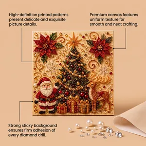 Detailed view of DIY Christmas pearl art kit featuring high-definition printed canvas.