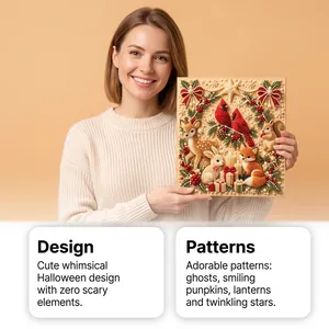 Detailed view of the DOWMOO Christmas pearl painting DIY art set with festive animal designs