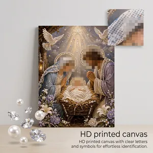 Macro view of HD printed canvas with symbols for Christmas pearl diamond painting