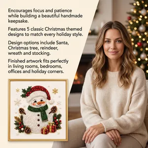 Snowman DIY pearl diamond painting kit displayed in a cozy festive holiday setting