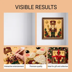 3D Nutcracker pearl painting kit for Christmas DIY art decoration and holiday gifting
