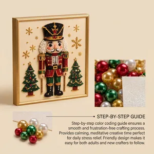 Detailed macro view of the Nutcracker Christmas pearl painting kit with color guide