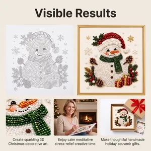 DIY Christmas pearl diamond painting kit with snowman design for 3D sparkling home decor