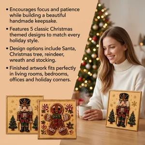 Detailed view of DIY Christmas pearl painting kit featuring Nutcracker and Gingerbread