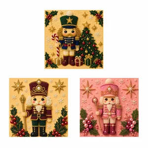 Sparkling 3D pearl art Nutcracker kits with festive Christmas tree and snowflake designs
