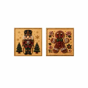 DIY Christmas pearl art painting set featuring Nutcracker and Gingerbread Man designs.