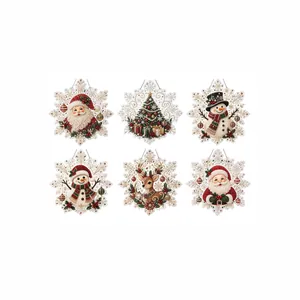 Set of 6 DIY Christmas diamond painting ornaments in decorative snowflake shapes