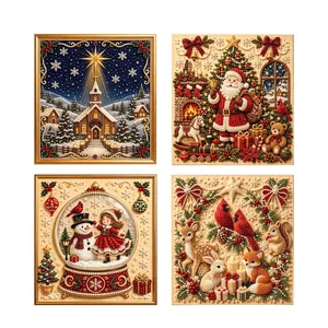 Christmas DIY pearl painting art kit featuring 4 festive holiday designs for home decor