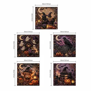 Set di 5 kit d'arte mosaico perle 3D Halloween con zucca e fantasma, misura 20x20 cm cadauno