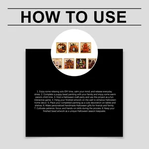 Detailed guide for DIY Halloween diamond art set featuring pumpkin and ghost patterns