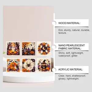 Halloween DIY pearl art ghost kit showing material details like wood, fabric and acrylic.