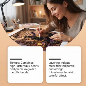 Kit arte mosaico di perle strega di Halloween con texture 3D e strass sfaccettati